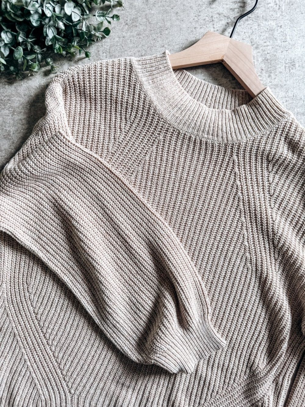 Old Navy Beige Textured Knit Mock Neck Sweater Top Size Small